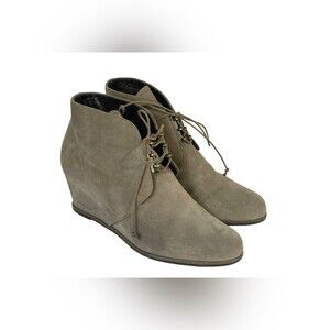 Stuart Weitzman Taupe Suede Wedge Ankle Boots Made in Spain 9